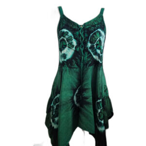 L.S.I. Boutique Cute Summer Tunic Top Burst Tie-Dye on Green Natural Fabric sz1X